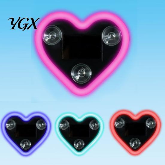Dustproof Solar LED Light Heart-Shaped Neon Waterproof Romantic Car Lamp Garden Heart Auto On/Off Multi-Color Ambient Valentines Day Gift