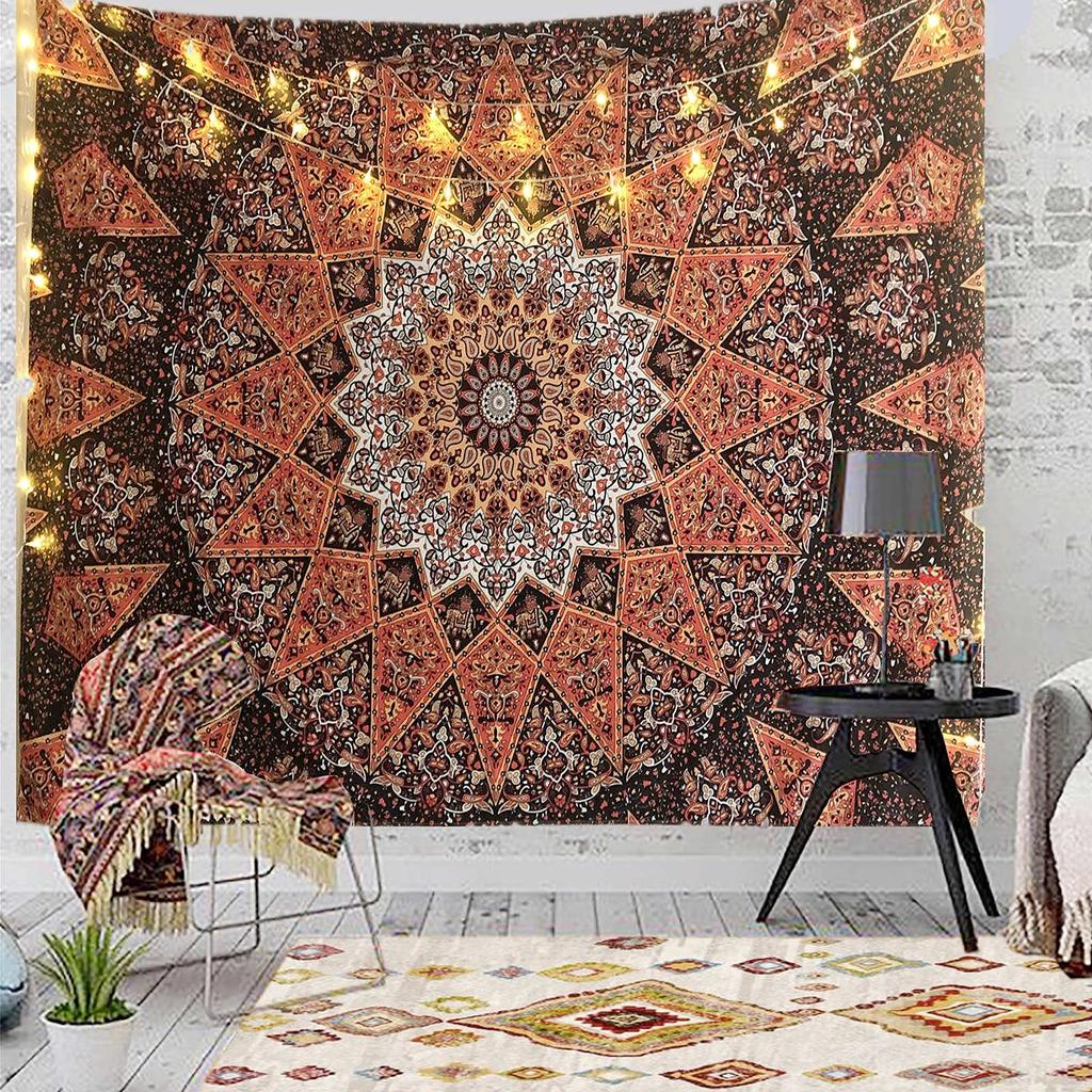 Boho Aesthetic Tapestry Mandala Tapestry Pink Floral Medallion Tapestries Wall Hanging Art Decor for Bedroom Living Room Dorm
