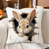 2D Effect Easter Bunny Pillow Cover Cute Peeking Rabbit Print Soft Cozy For Sofa Bed Living Room Spring Easter Decor Gifts