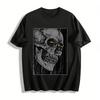 Cracked Skull Print Dark Style Trendy Men's Casual Short Sleeve Tee Pure Cotton T-shirt