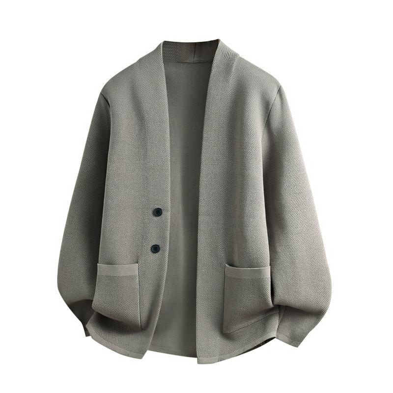 Men's Solid Color Cardigan Long Sleeve Sweater Button Pocket Bottoming Fashionable Casual Top