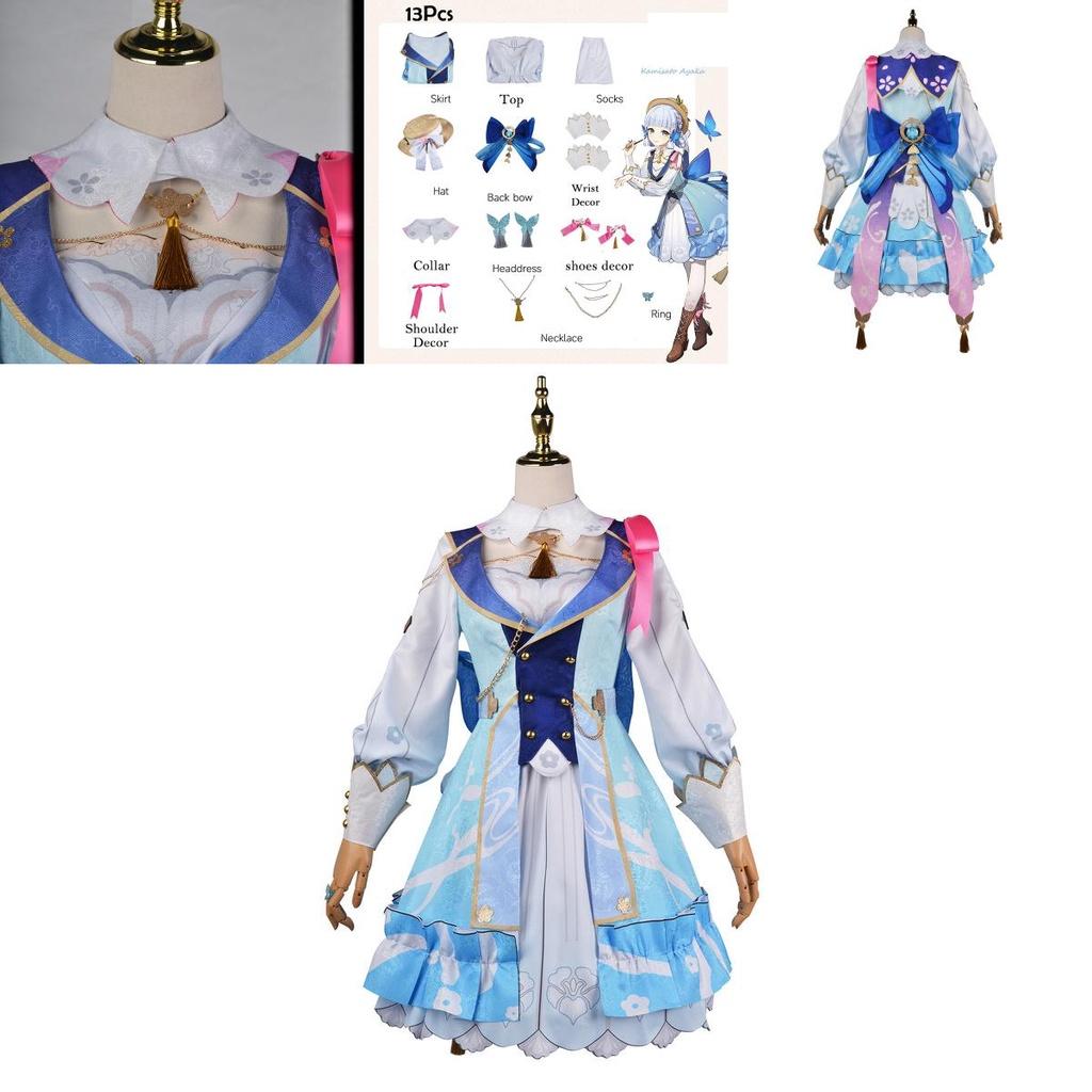 Halloween Carnival Party Costume Genshin Impact Kamisato Ayaka Cosplay Wig Dress