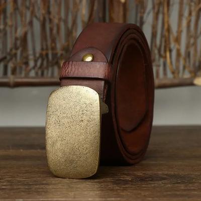 3.8CM Puur Koeienhuid Hoge Kwaliteit Echt Lederen Riemen voor Mannen Riem Mannelijk Messing Gesp Fancy Vintage Jeans Cowboy Cintos Luxe