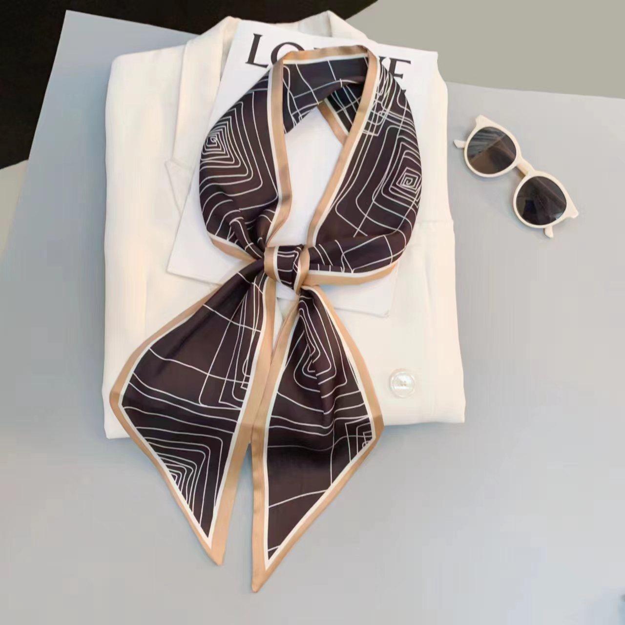 

Женский новый повседневный длинный шелковый шарф для поездок на работу с принтом, шарф темперамента, летний модный универсальный декоративный диагональный шарф 145*14cm