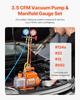 3.5 CFM HVAC Single Stage Rotary Vane Vacuum Pump and Manifold Gauge Kit Compatible with R134a, R22, R12, and R502 Refrigerants