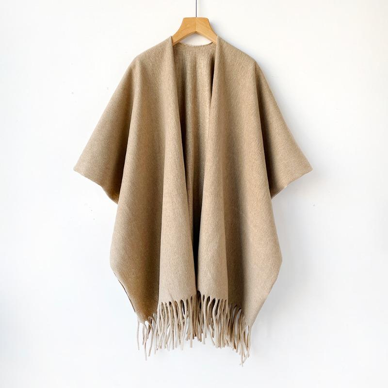 

Autumn and winter warm thickened solid color imitation cashmere scarf winter shawl scarf women s versatile fringed shawl 178*114cm
