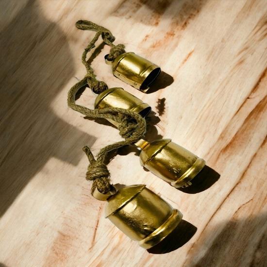 Set of 4 Harmony Cow Bells, Large Pet Neck Bell, Handmade Bell Set With Rope, Pet Accessories, Decorative Iron Bells, Christmas Gift