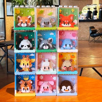 Animali Zoo Set di Blocchi da Costruzione Modello Assemblaggio Micro Mattoncini Giocattoli per Bambini Blocchi da Impilare Decorazione da Scrivania Regali di Natale