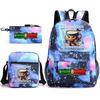 Cartoon abstract Shanhaijing primary school students and teenagers backpack schoolbag tongtongsahur three-piece set L