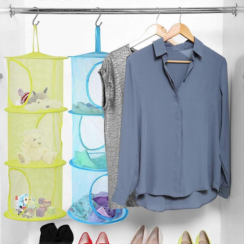 Hängender Netz-Aufbewahrungskorb Faltbare Platzsparende Spielzeug-Aufbewahrungsbox Geeignet für Kinderzimmer Badezimmerwand Balkon Kleiderschrank