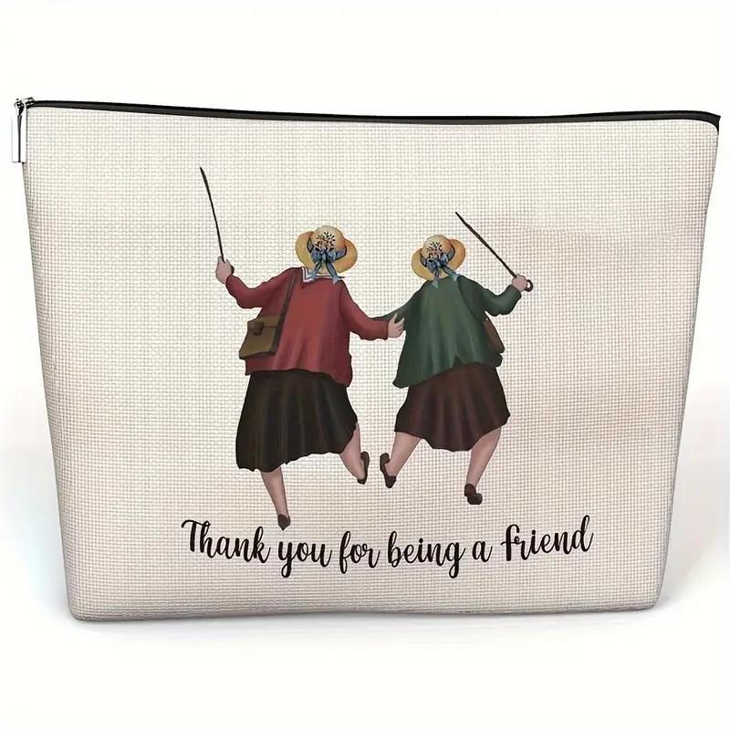 Cat, Strawberry Girl, Friendship Pattern, Travel Supplies Bag, Waterproof Polyester Zipper Bag, Cosmetics, Accessories