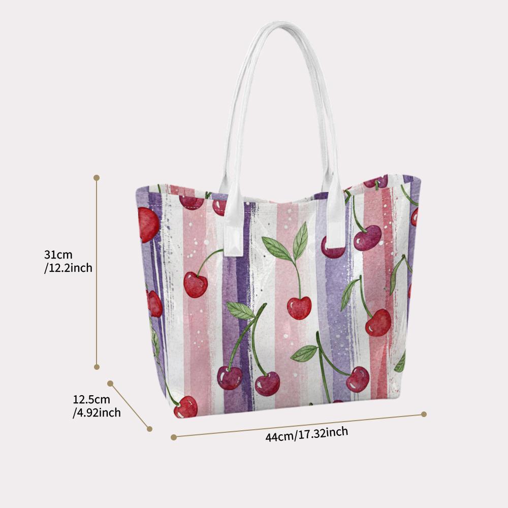 Watercolor Cherry Pattern Tote Bag Sweet Casual Large Capacity Daily Outdoor Top-handle Bag