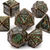 7 Pcs Copper Green Skull Metal Dice Solid Metal Polyhedral Dice Set Suitable for Role-Playing RPG  Board Game Card Game