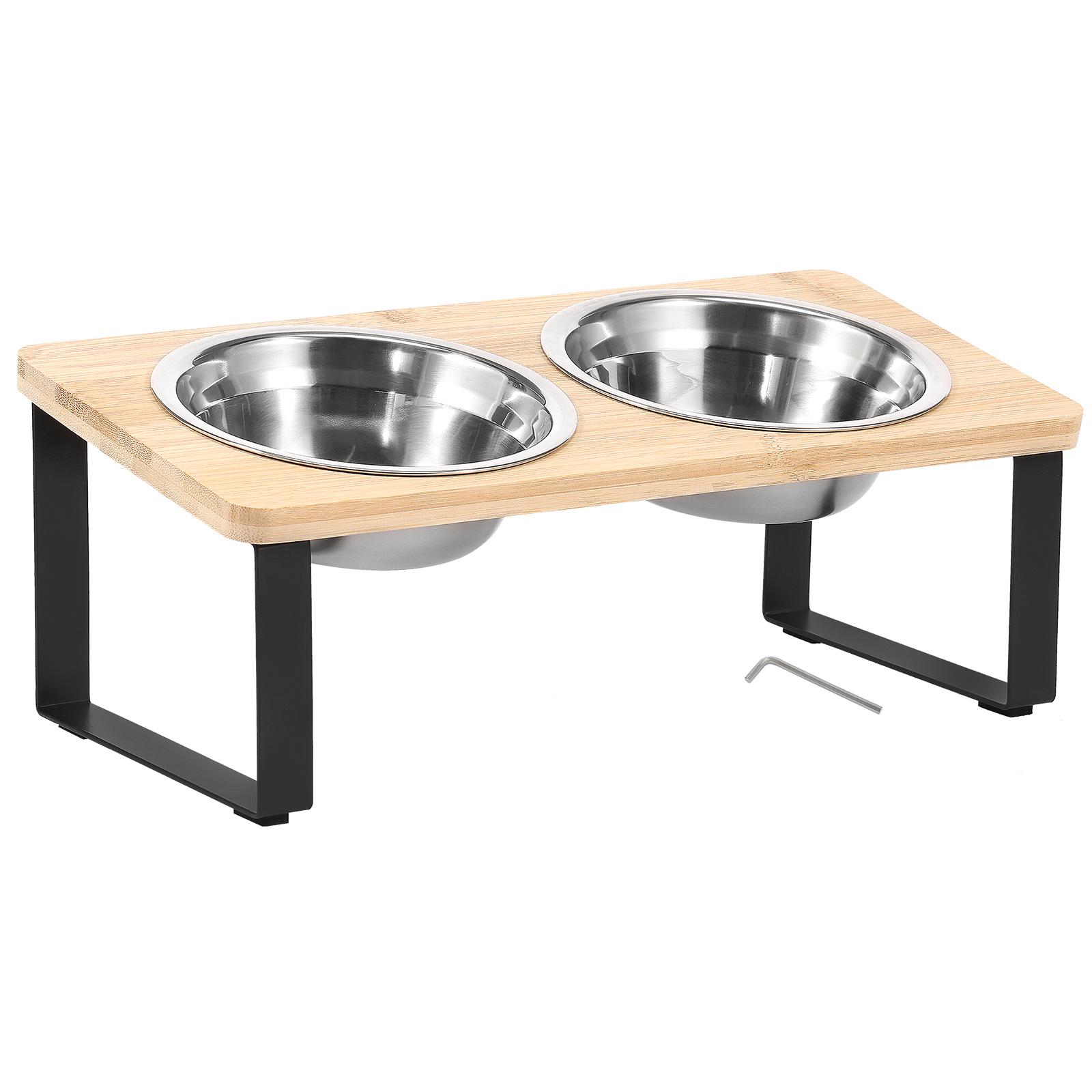 

Stainless Steel Elevated Cat Bowl Stand Set Easy Cleaning Non Slip Cat Food Bowl Kit for Dry Wet Food Water for Pet Small Dogs