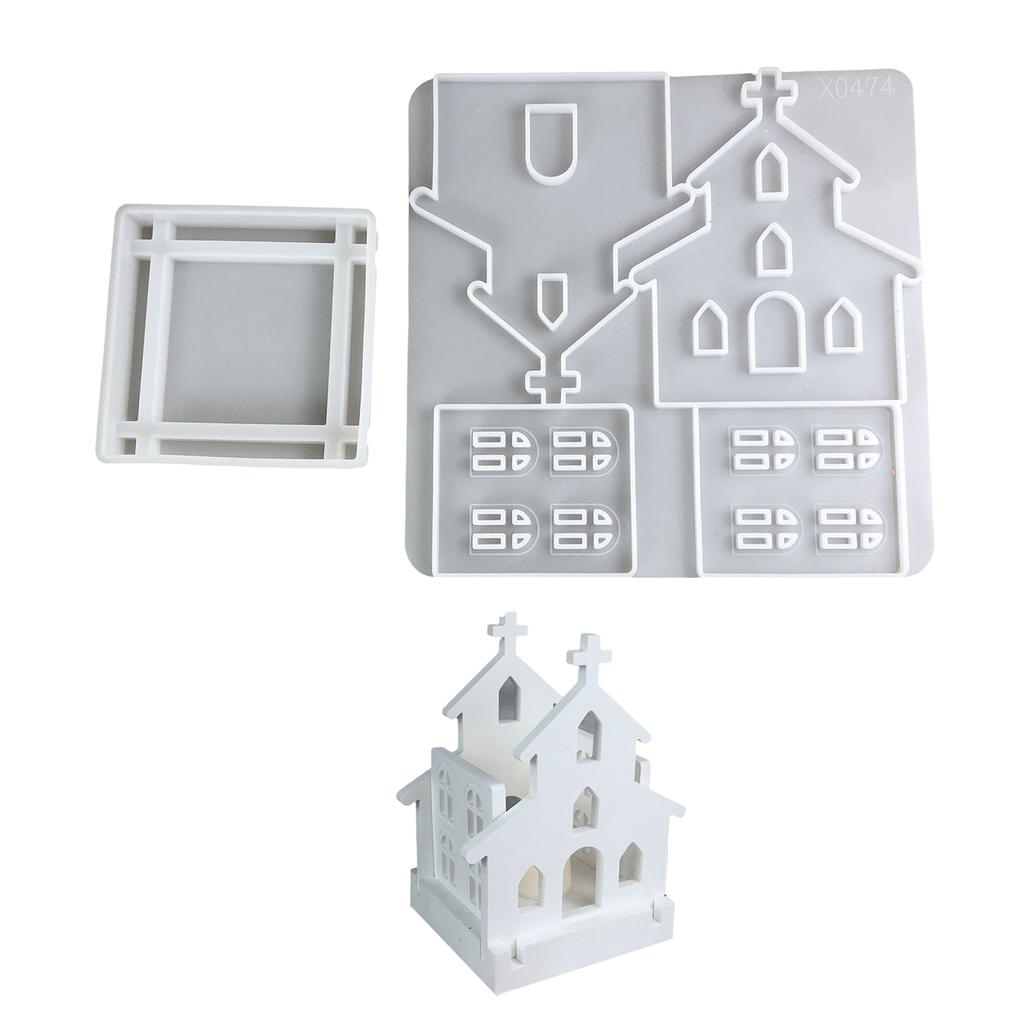 2 Stück Silikonform Set Bastelformen Kirchenform Tischdekorative Formen Geeignet für Resin- und Gipsguss