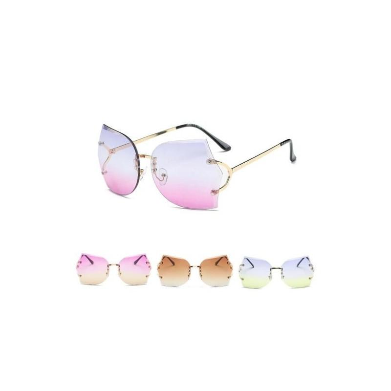 Transparente randlose Damenbrille Übergröße Klare Gläser Sonnenbrille Farbverlauf