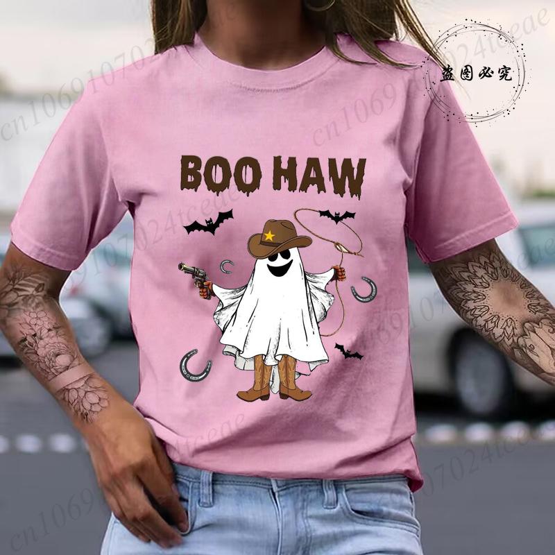 Boo Haw Womens TShirts Funny Boo Cowboy Tee Western Halloween Shirt Spooky Fall Shirt Country Girl TShirts Clothes Gift