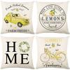 New Spring and Summer Pillow Cases Linen Yellow Lemon Truck Print Home Pillow Cushion Combination