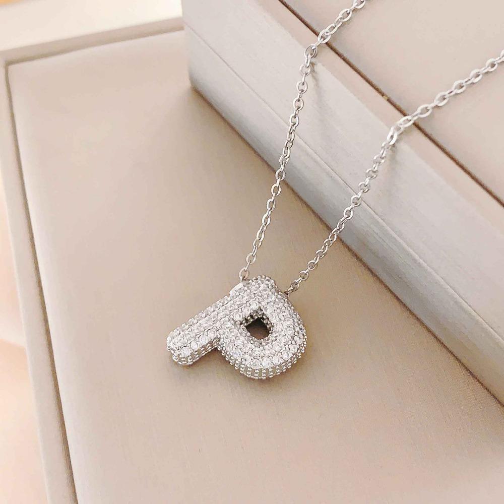 Necklace Female English Alphabet Necklace Female Hip Hop Full Zircon Delicate Clavicle Chain Personality Necklace