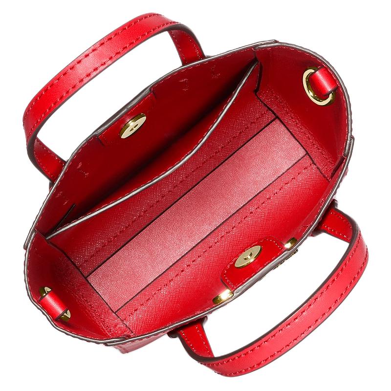 Michael Kors Vincent Logo Print Magnetic Closure Leather Crossbody Shoulder Tote Mini Bag Women Bags Crimson 35F4G2VC0T-2610