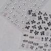 3D Flower Nail Stickers: Crystal Diamond & Steel Ball Design, Black & White Retro Style, Self-Adhesive.