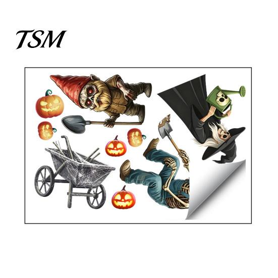 Realistic Skeleton Wall Decorations Halloween Sticker, Pumpkin Witch Printed, Self-adhesive Waterproof Reusable Holiday Graphics PVC Decals,