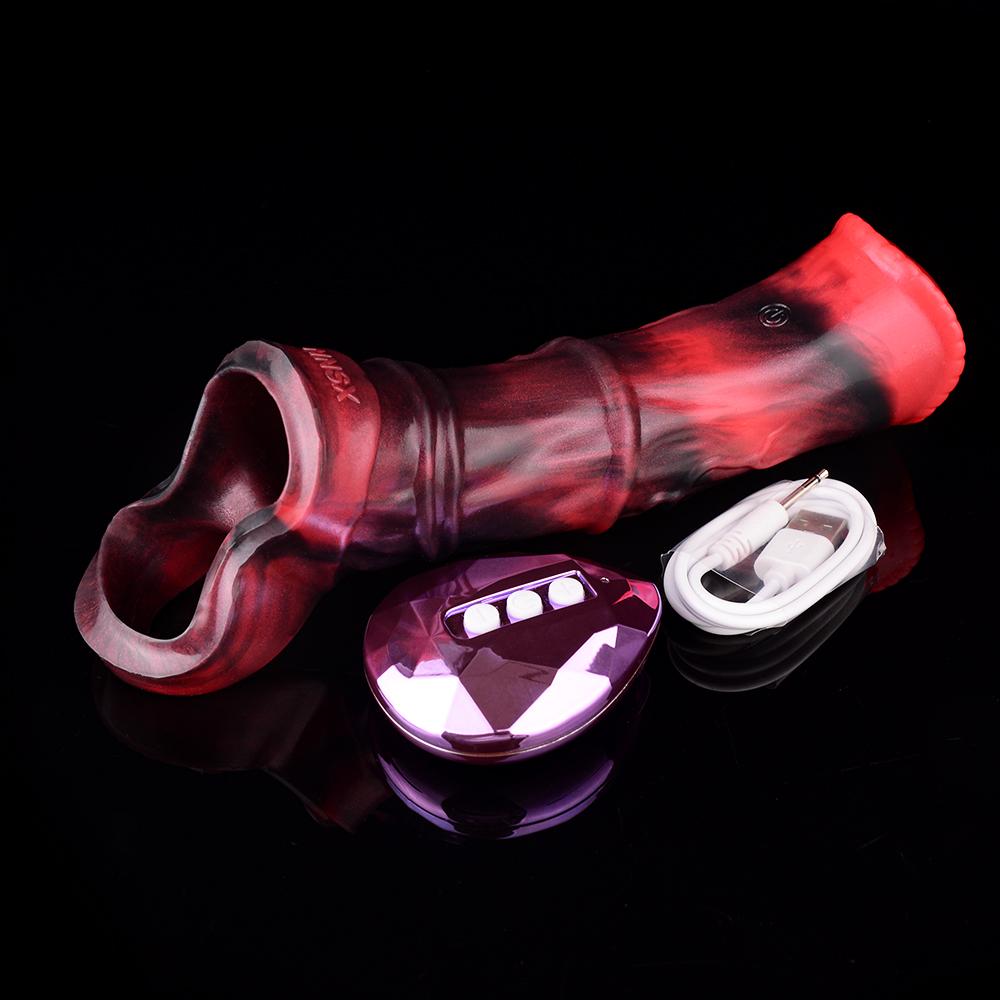 NNSX Vibrating Fantasy Penis Sleeve Huge Horse Dildo Sheath Adult Pleasure Sex Toys for Man Penis Extension Couple Cock Condom