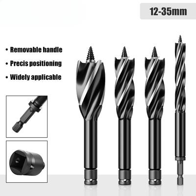 Hand Branch Drill, Hexagonal Shank Hole Opener, Four-slot Four-blade Woodworking Drill Set, Outdoor Manual Multi-purpose Drill