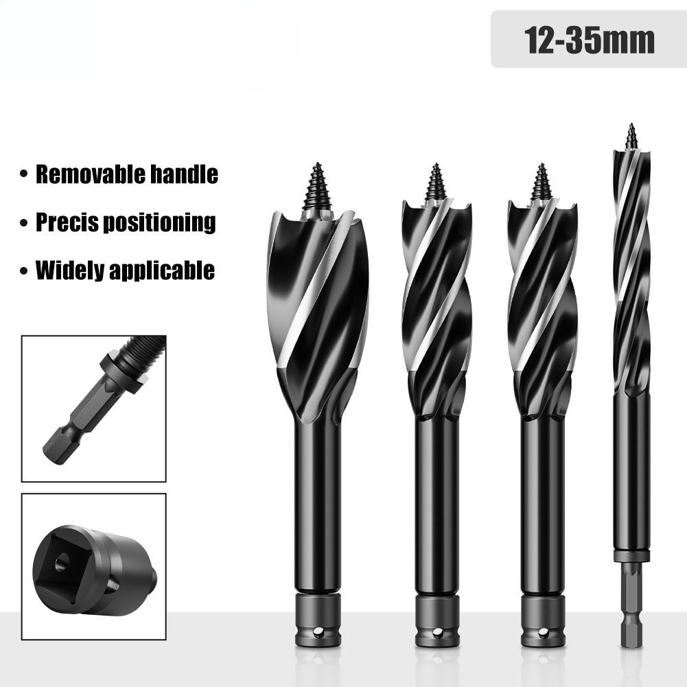 Hand Branch Drill, Hexagonal Shank Hole Opener, Four-slot Four-blade Woodworking Drill Set, Outdoor Manual Multi-purpose Drill