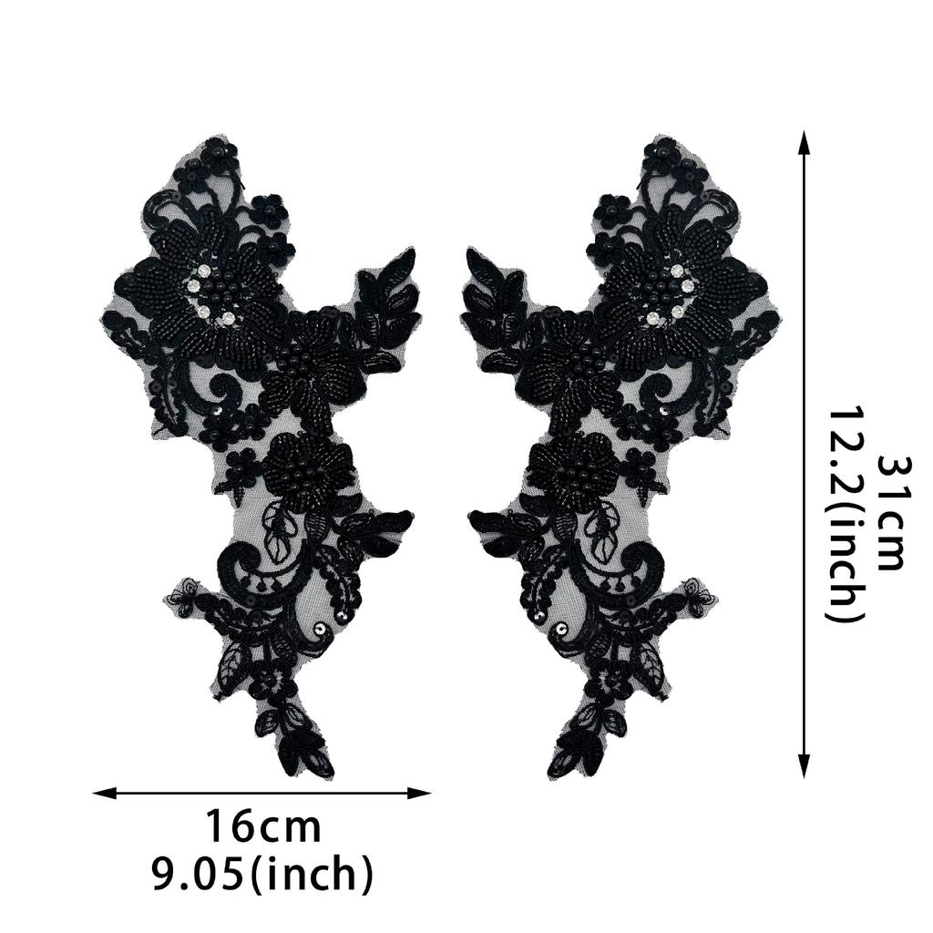 Solid Color Bead Embroidery Flower Cloth Sticker Lace Decoration Wedding Dress Skirt Clothing Diy Jewelry Accessories
