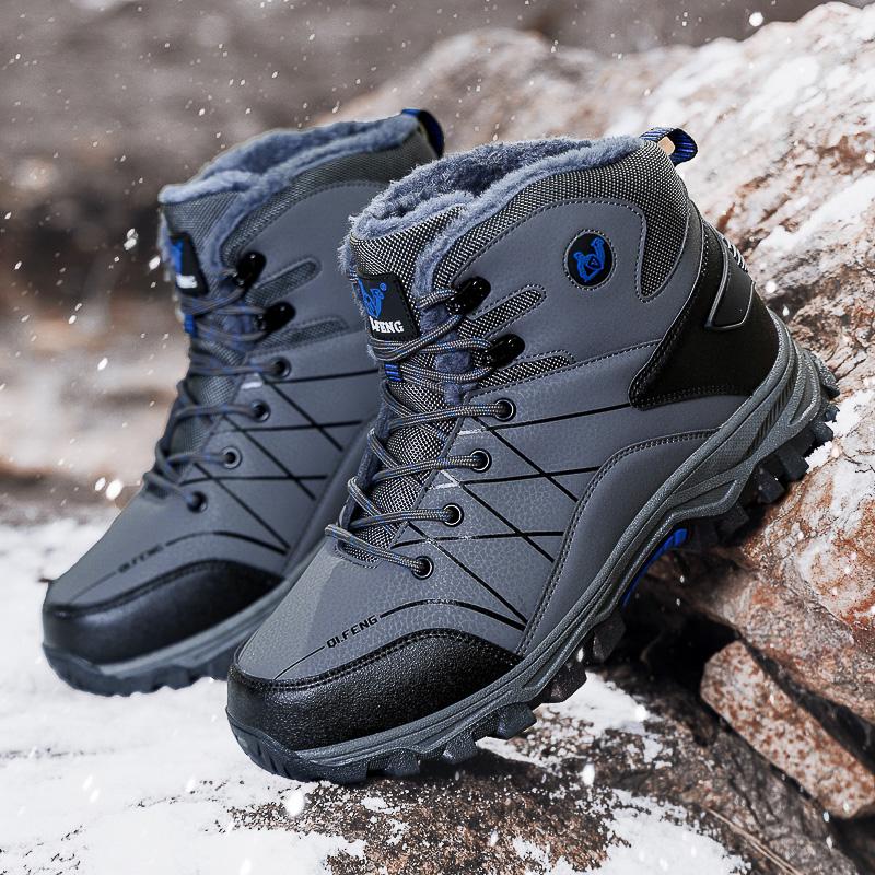TUINANLE Men's Winter High-Top Cotton Shoes: Warm Velvet, Outdoor Mountaineering, Casual Sports Footwear.