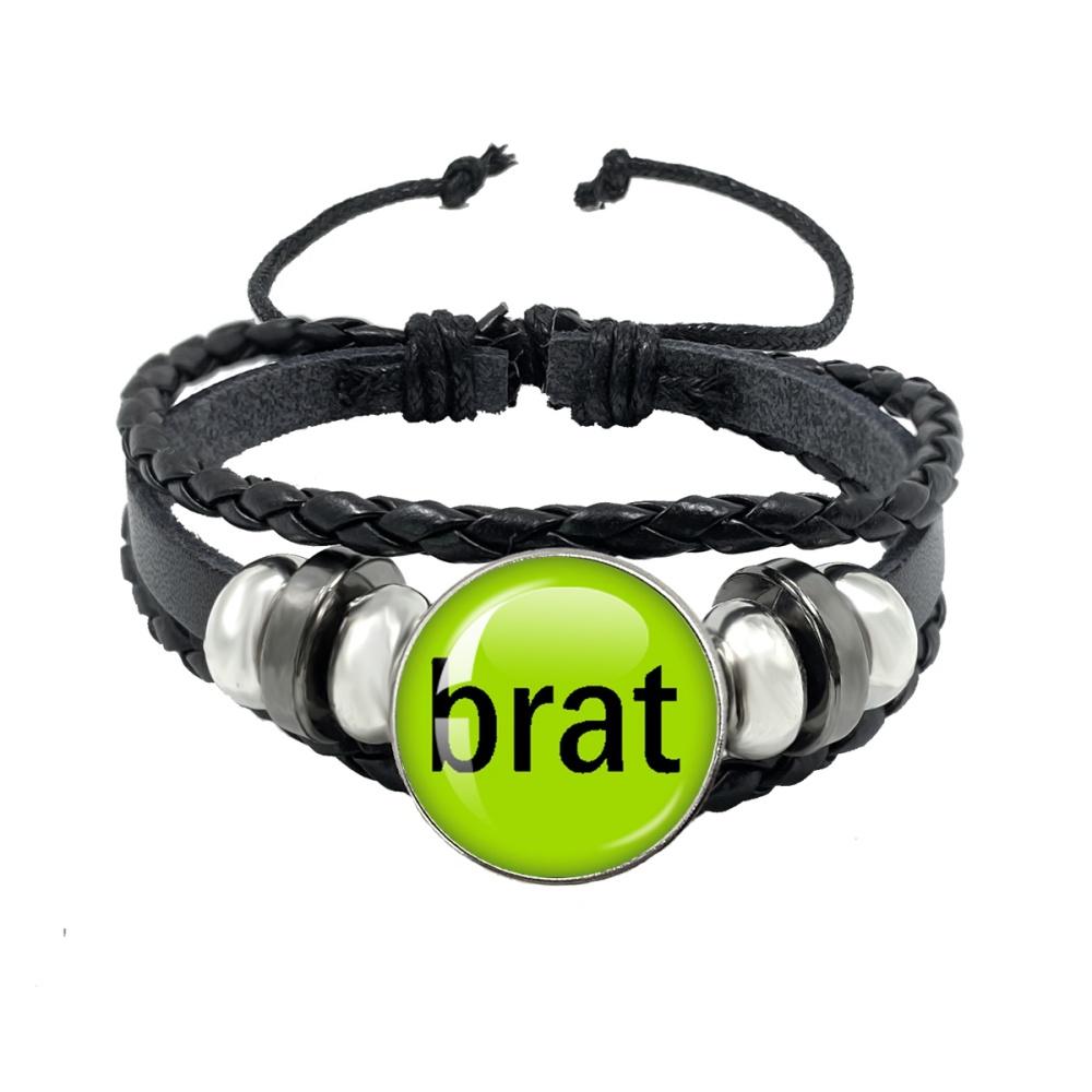 Album BRAT Charli XCX Kreatives Schwarzes Seil Knopf Glas Cabochon Lederarmband Schmuck Charme Fans Geschenk
