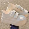 Niche students spring leather Velcro new ugly cute muffin design shoes chic bread shoes