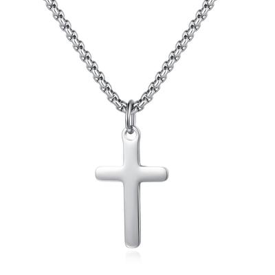 GAVU Stainless Steel Small Silver Cross Jesus Cross Pendant Necklace for Men and Women