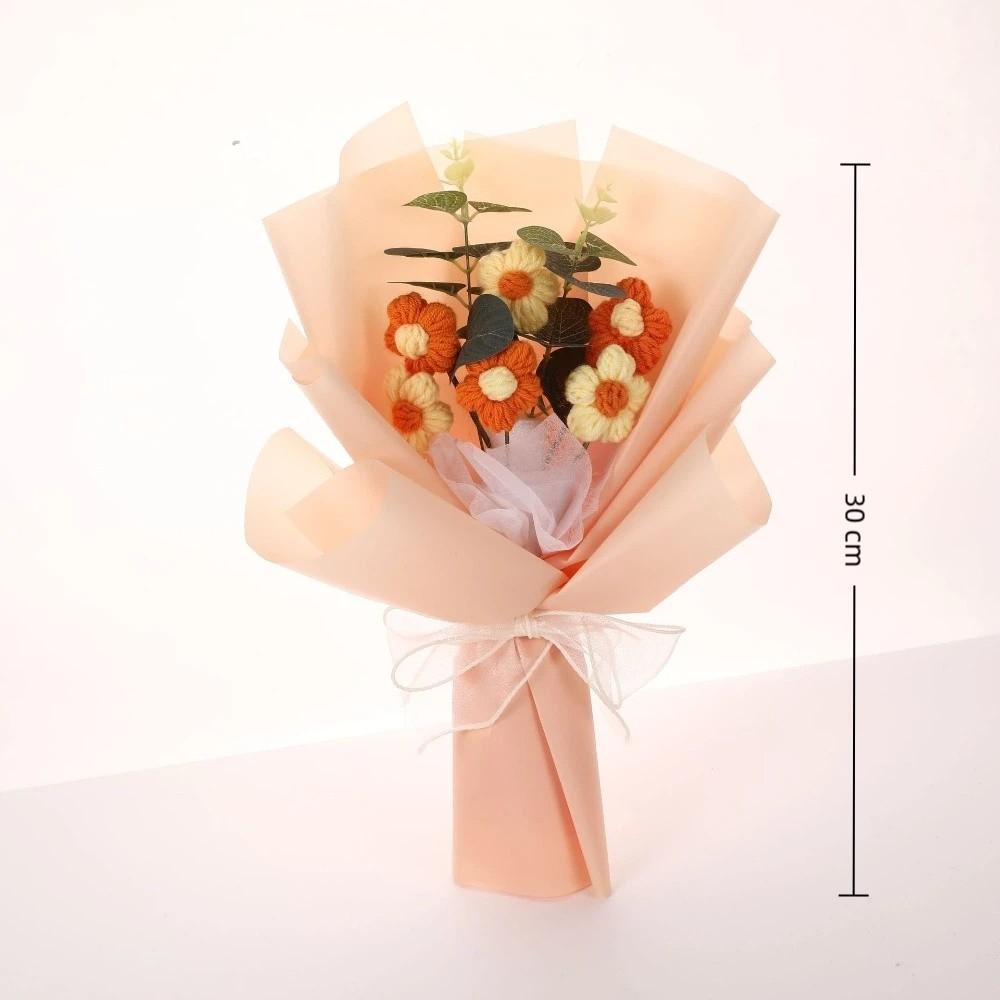 Puff Flowers Crochet Flowers Bouquet with Led Light Gifts Finished Knitted Flowers Home Decor Eternal Artificial Flowers