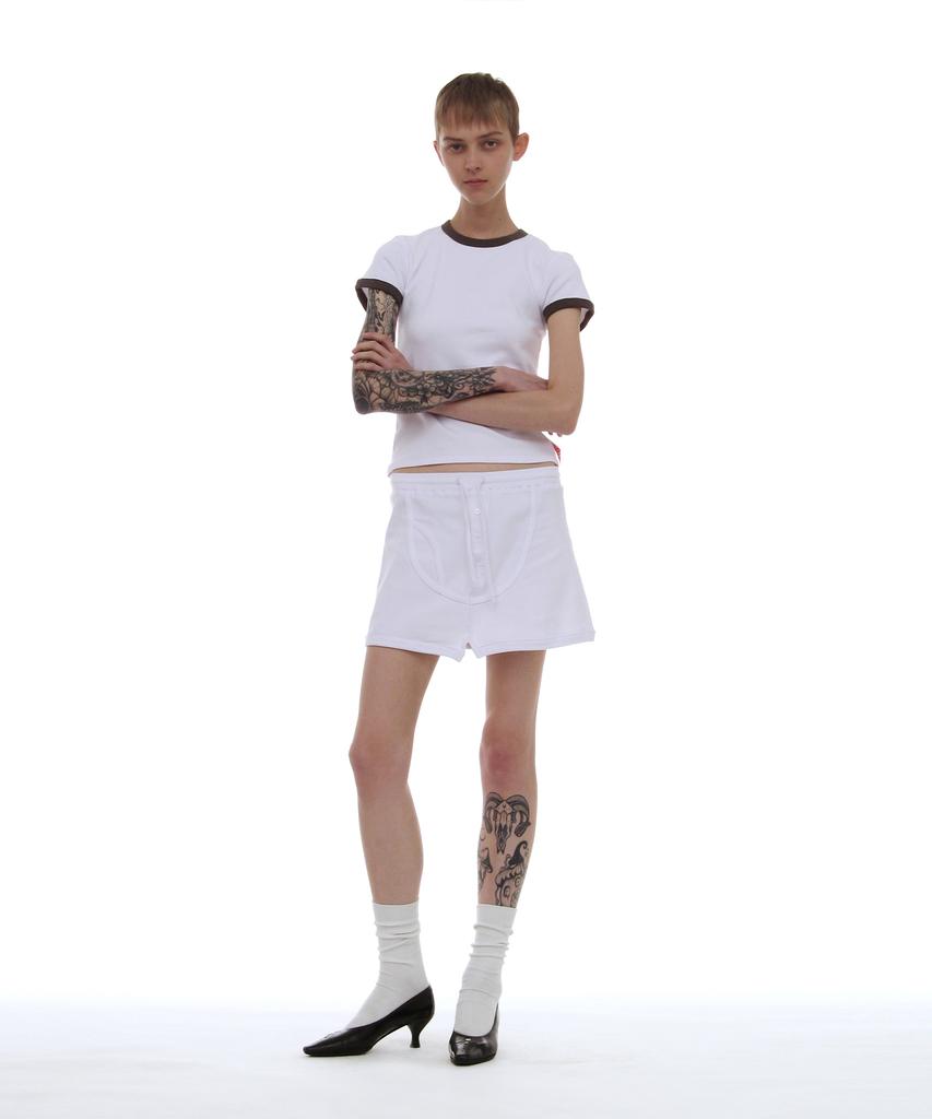 PARTIMENTO WOMEN Pwc Brief Detail Mini Skirt_White