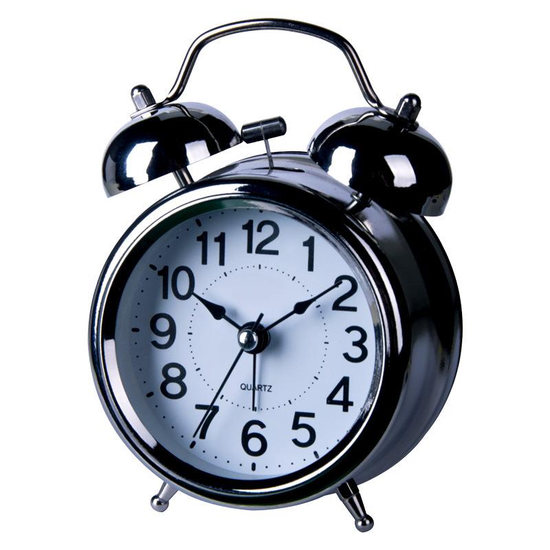 Metal Electroplated Ringing Bell Double Ringing Bell Mute with Light Clock Wake Up and Go To Work Set Alarm Clock