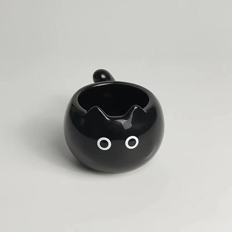 

Керамическая кофейная кружка в стиле кошки, мультяшная чашка с ручкой, чашка для воды для латте-арта, украшение, бутылка с улыбающимся лицом для питья в офисе 210ml чёрный