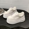 Net shoes 2025 spring new leather platform casual little white shoes women's height-increasing muffin shoes casual sports board shoes women