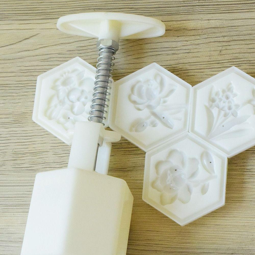 

Plastic Flower Mooncake Mold Hand Press Moon Cake Mould Kitchen