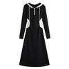 Pear Thirteen French Waist Skinny Casual Bottom Dress Women's Autumn and Winter New Hooded Wear Dress