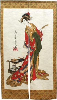 Noren Kobo Traditional 85cm Wide X 150cm Mohair 3027 Noren, Ukiyo-e Japanese-style Tapestry, Half-length Curtain, Design, Long, Fabric,