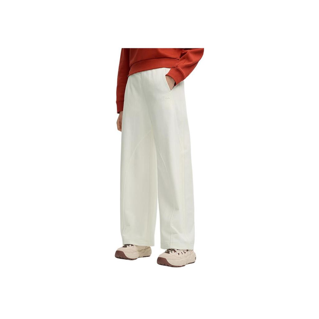 FILA Original Fashion Classic Comfortable Loose Knit Straight Leg Casual Pants Women bottoms Cloud-White F11W549604FIV