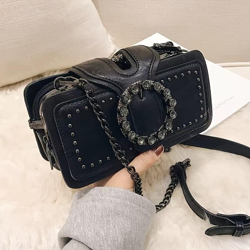 

Xiaoxiangfeng mini chain bag trendy personalized shoulder messenger bag diamond-encrusted European and American retro bag чёрный