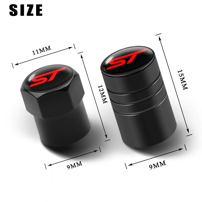 4Pcs Metal Car Wheel Tire Valve Stem Cap Air Valve Dust Cover ST Badge For Fo+rd Focus 2 3 4 MK2 MK3 Fiesta Mondeo Escape Kuga