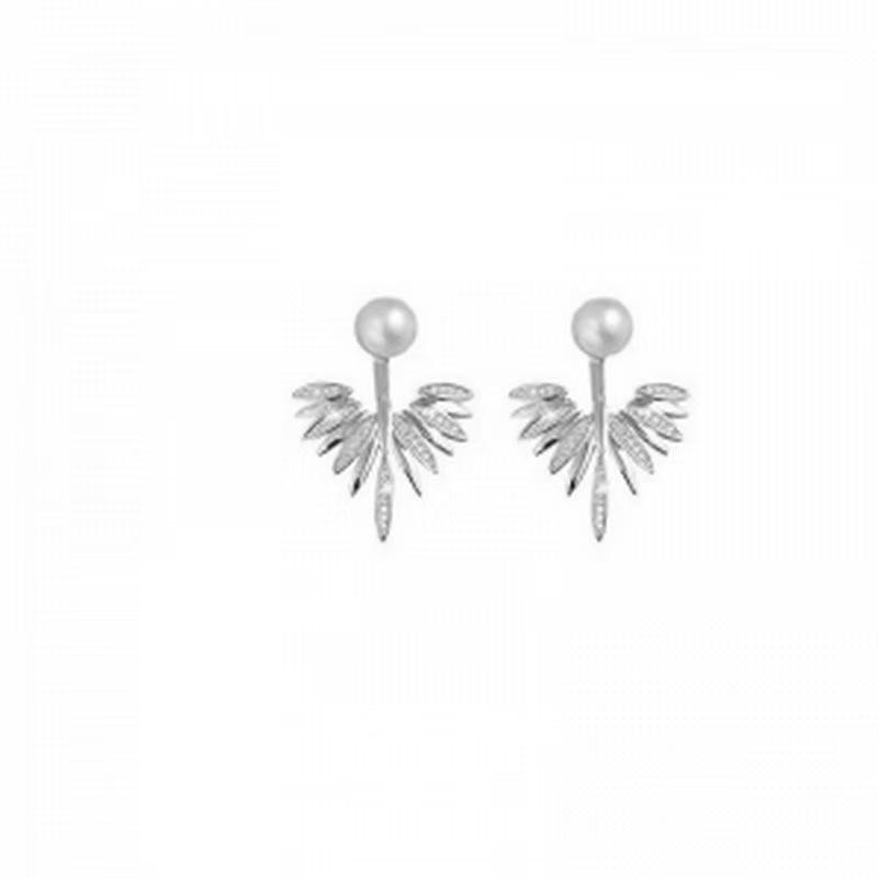 Design sense rear hanging pearl zircon stud earrings niche unique high-end earrings women's light luxury temperament ear jewelry