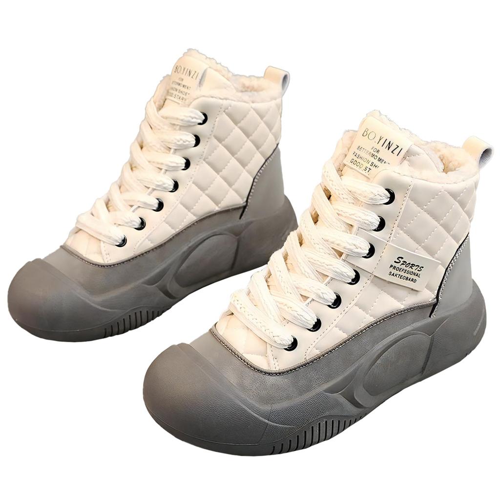 Crossmarbury Winter Short Thick Comfortable to Walk Stylish and Cold Weather Outdoor CY117 Size Women's Boots, Sole, in, White, Cute, Warm,