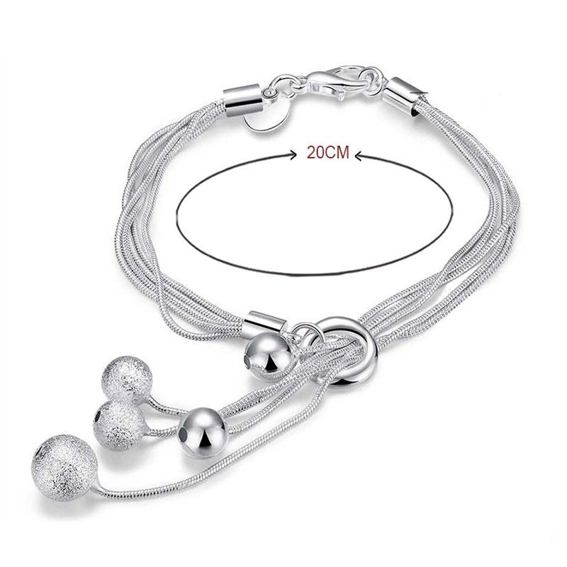 

Браслет с подвеской в виде змеиной цепочки и бусинами из стерлингового серебра 925 пробы 20cm