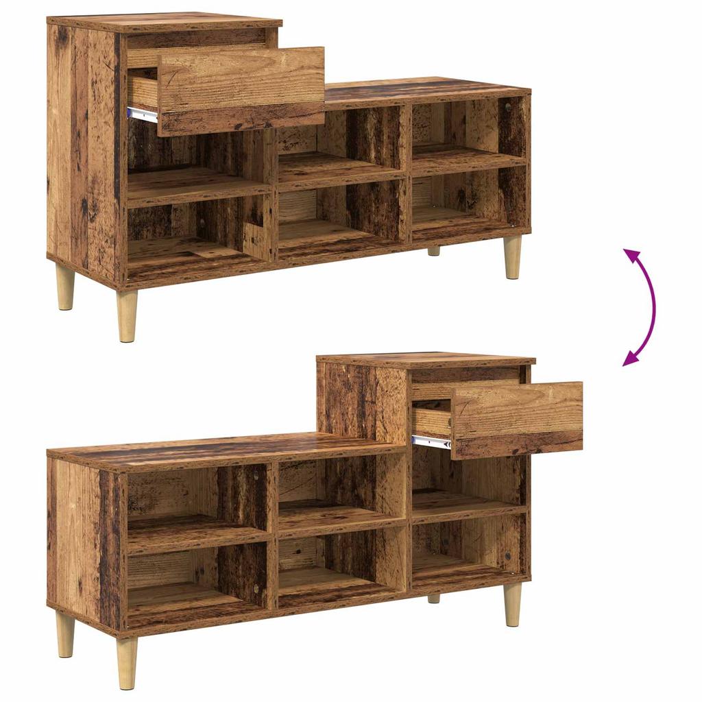 Shoe Cabinet in Vintage Wood Look 102 x 36 x 60 cm Engineered Wood