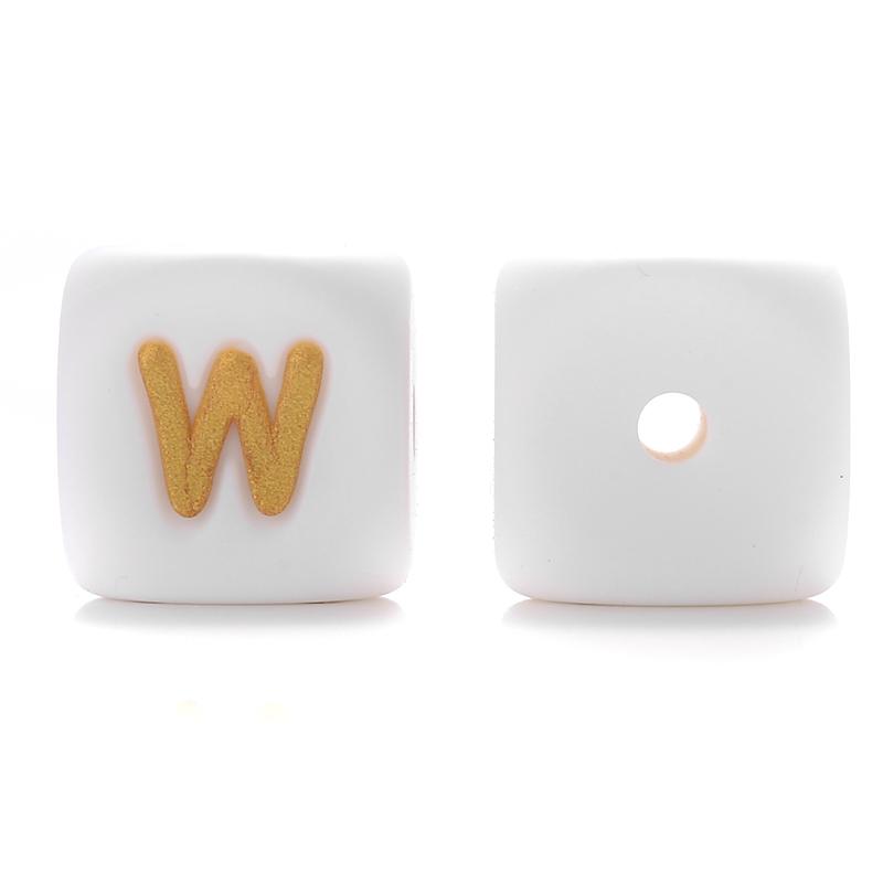10Pcs 12mm Silicone Letters Beads English Alphabet Baby Teether For Personalized Name Pacifier Chain Clip Toys Accessories